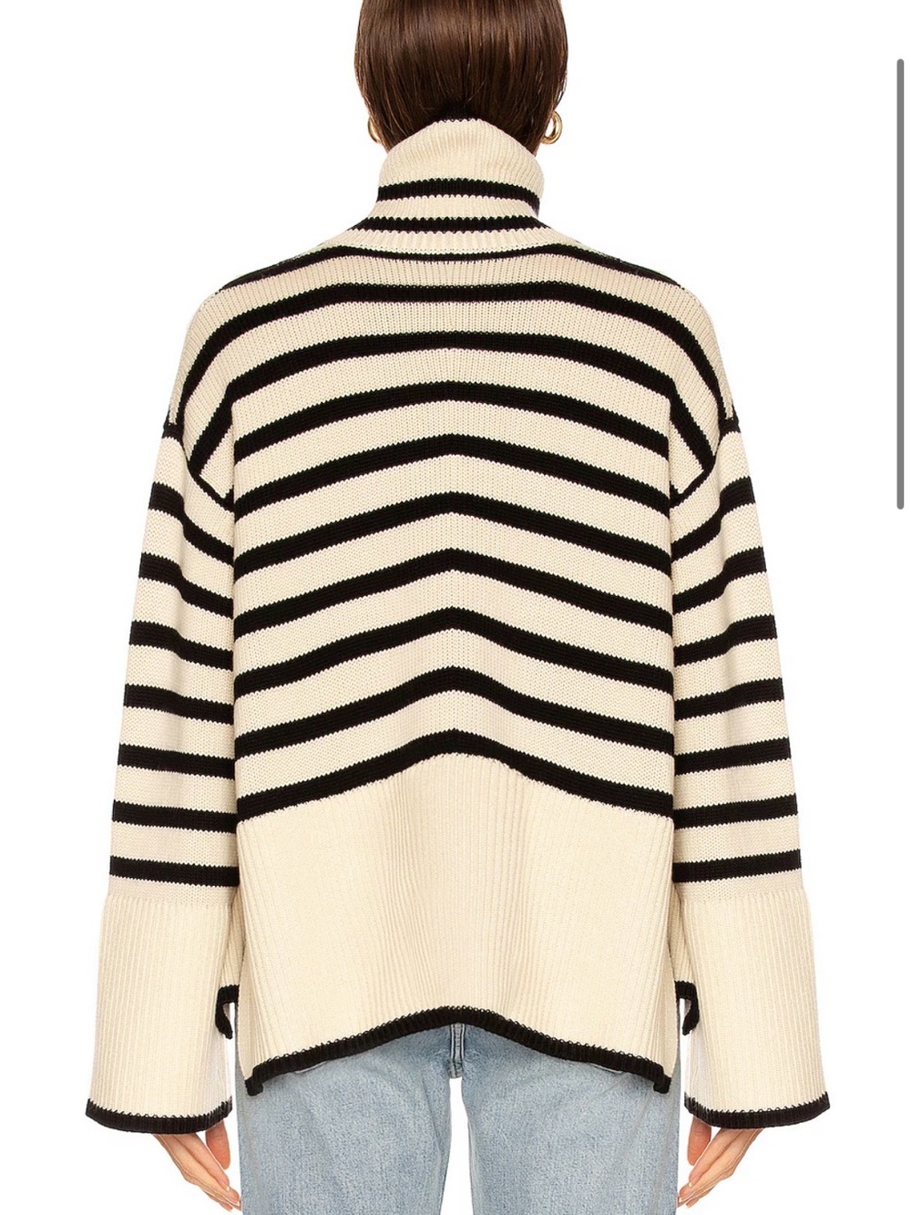 Toteme Signature Stripe Turtleneck Sweater Wool Cotton Blend Women Size S Cream - Picture 2 of 11